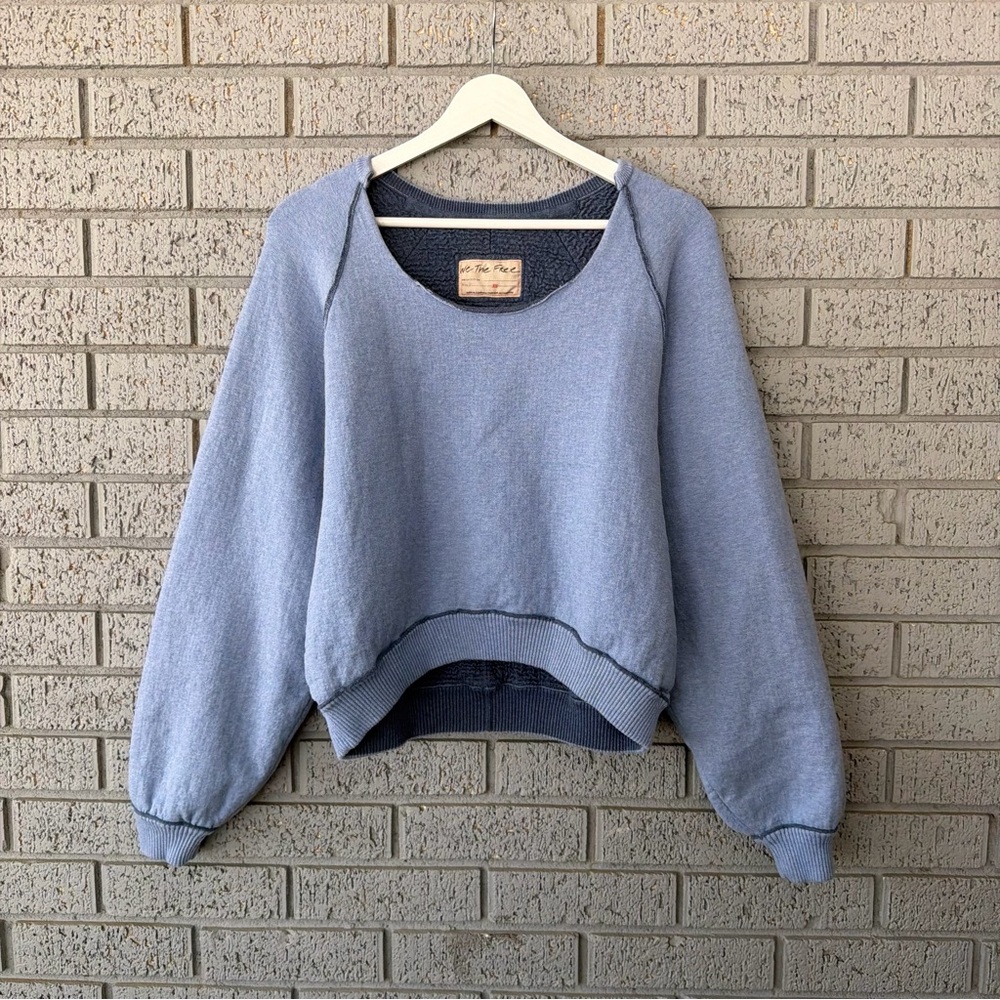 Free People Midnight Pullover Blue Size XS Heavy Weight Slouchy Fit - Picture 3 of 5